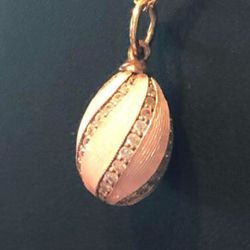 Antique Gold Sterling Silver Enamel Russian egg pendant