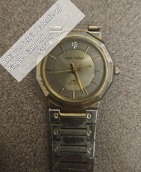 Antique Sergio Valente Watch W/ Single Diamond.  