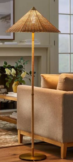 Floor Lamp Gold Iron with Tapered Rattan Shade - Threshold™ designed with Studio McGee