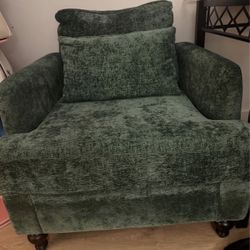 Green Chenille Single Seater Couch