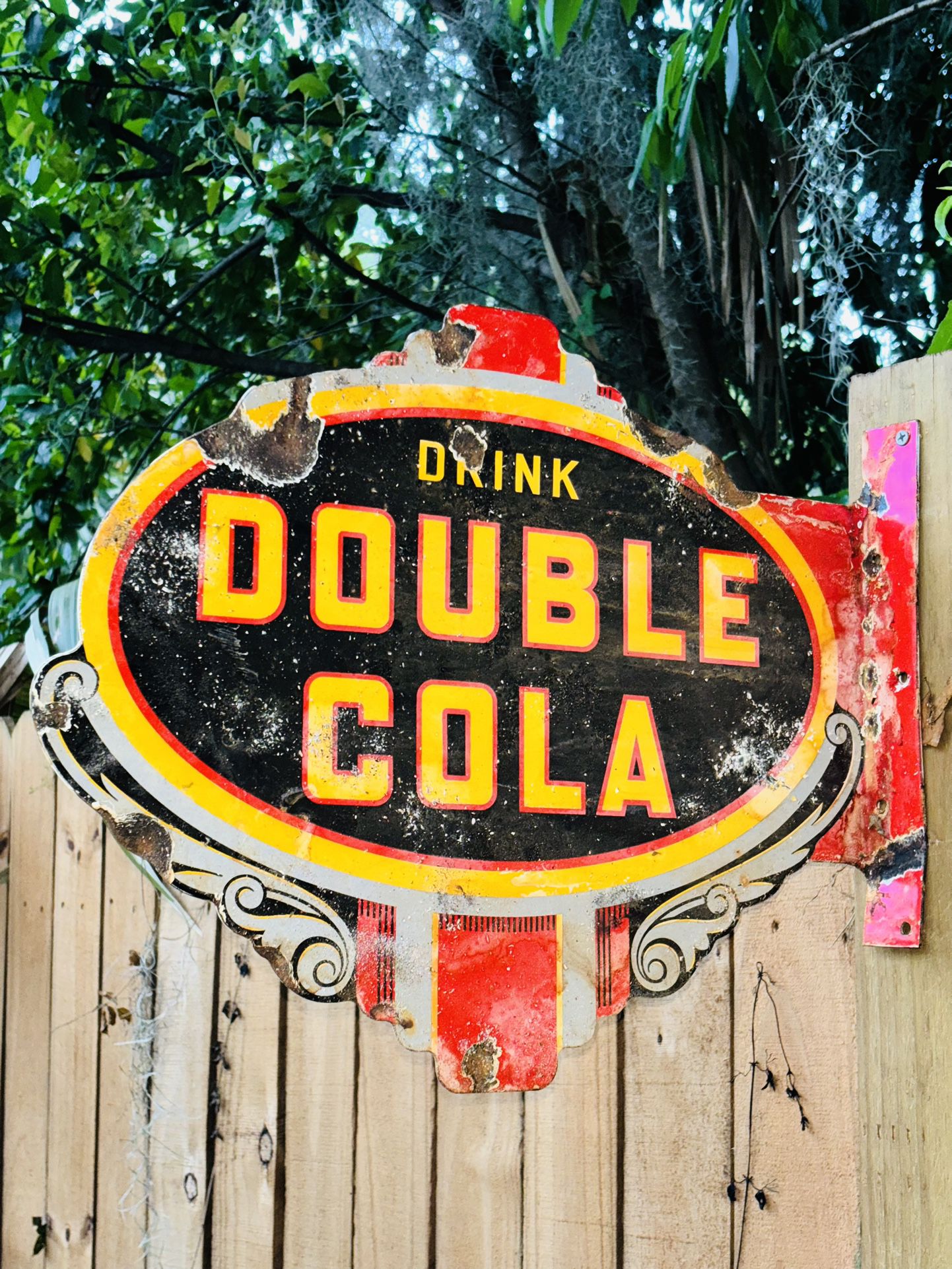 Double Cola Advertising Sign Flange Porcelain Double Sided