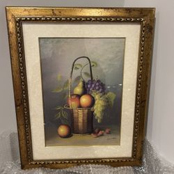 Basket of Fruit Still-Life With Frame 