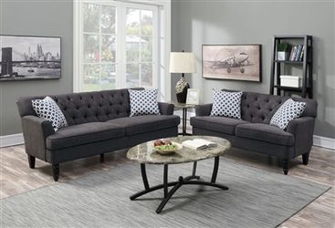 New! Slate 2 Piece Tufted Sofa Set w/Accent Pillows $39 Down (NO CREDIT CHECK FINANCING)