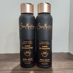 2pk SHEA MOISTURE African Black Soap Body Wash, Plant Base Moisturizers , 18oz
