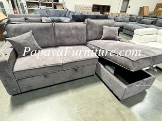 NEW STORAGE Reversible Left and Right Chaise Set Pull out Sleeper Sofa Bed Pullout Convertible L Shape Sectional Ashley Style Clearance BIG COUCH SALE