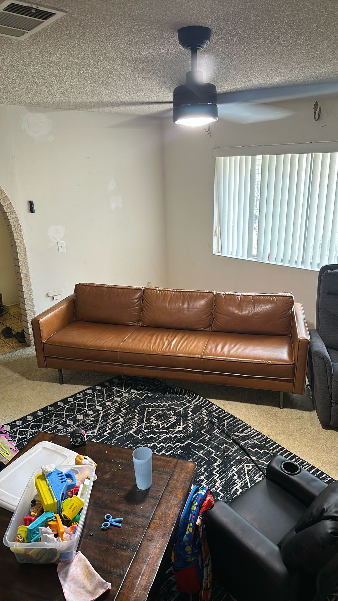 West Elm Axel Leather Sofa 89” Length