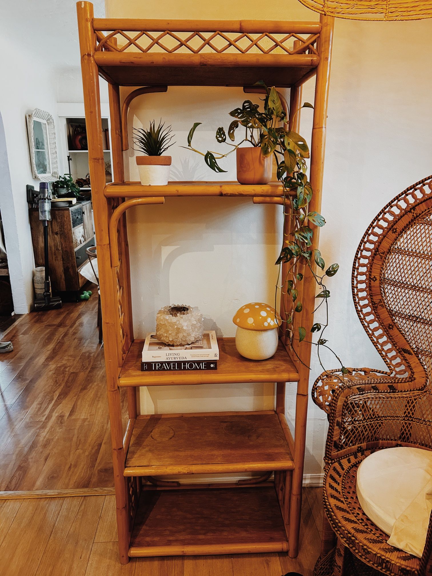 Vintage Bamboo & Wood Shelf 