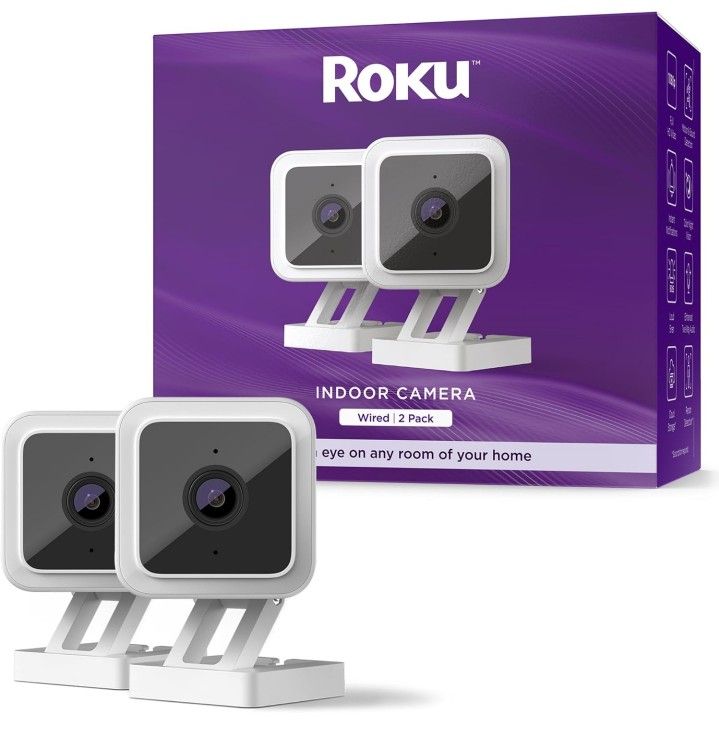 Roku Indoor Camera, Wired, 2 Pack - White
