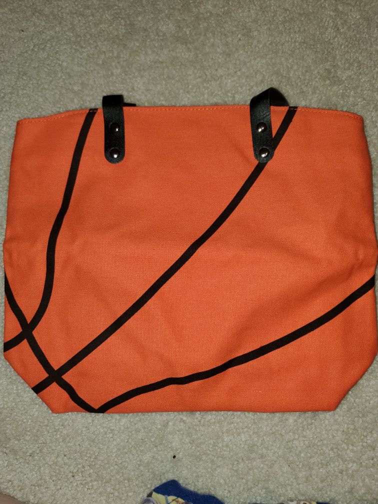 Blank basketball lined tote bag