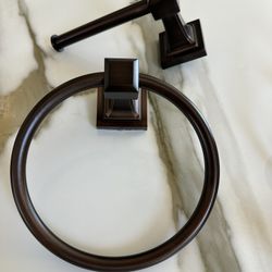 Bronze Towel And Toilet Paper Holder