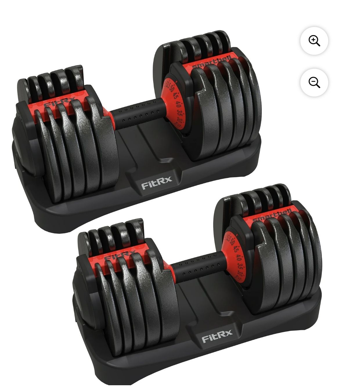 (2 pack) FitRx Adjustable Dumbbells, 52.5lb SmartBell Dumbbell Set with Quick-Select Weights for Home Gym