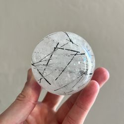 AAA Quality Tourmalinated Quartz Crystal Sphere 320g