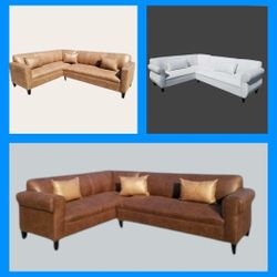BRAND NEW 7X9FT SECTIONAL COUCHES,  Dakota BROWN LEATHER 