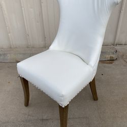 4 Dining Chairs - White Leather