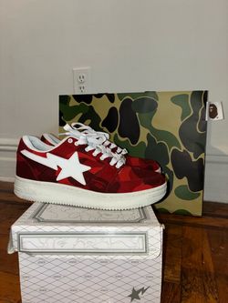 A bathing ape bape sta lows (camo red) size 9