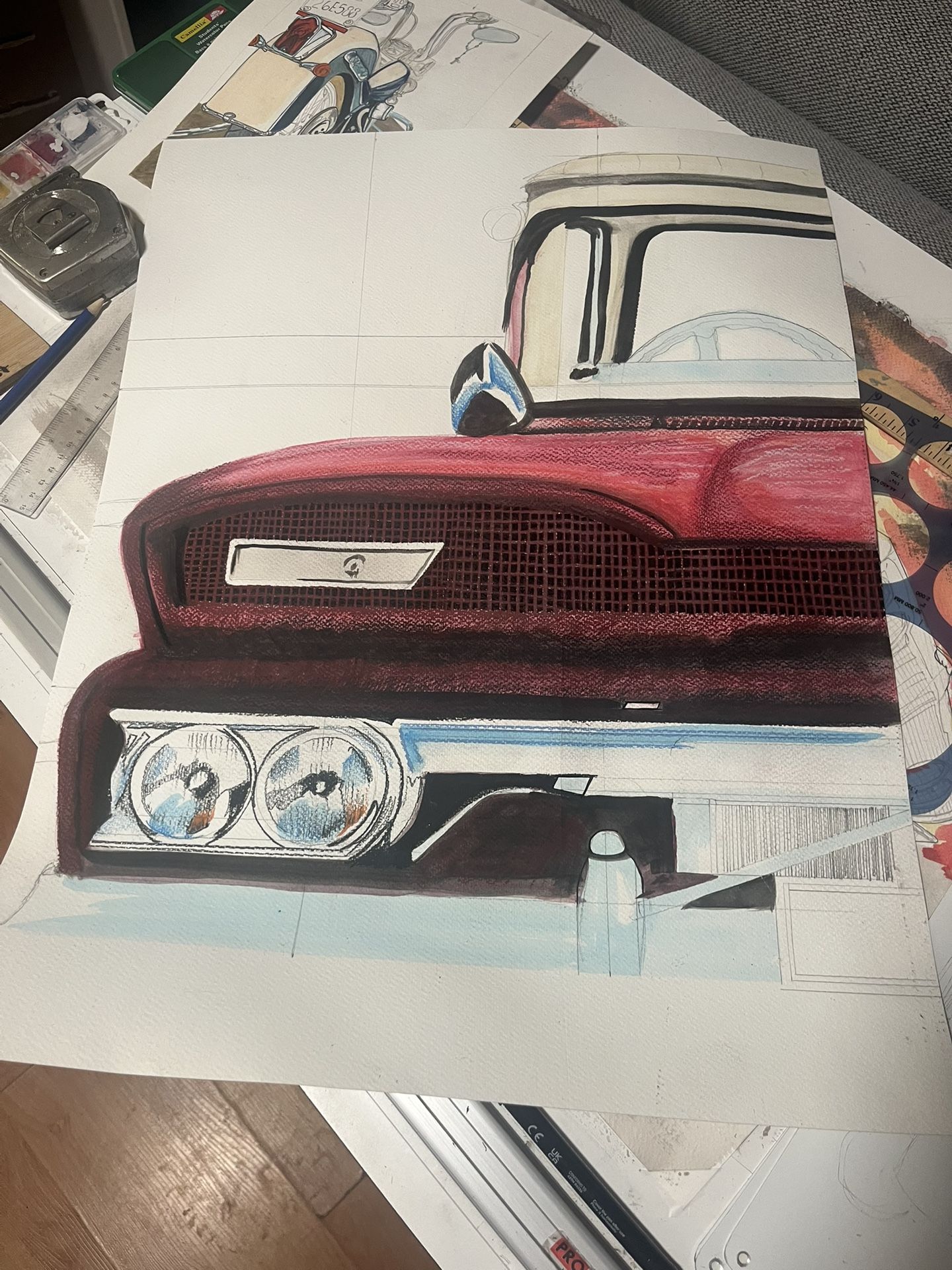 18x24 Art Work By LEE Of A C-10 Truck