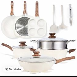 17 Pcs Pots and Pans Set, Granite Nonstick Cookware Sets