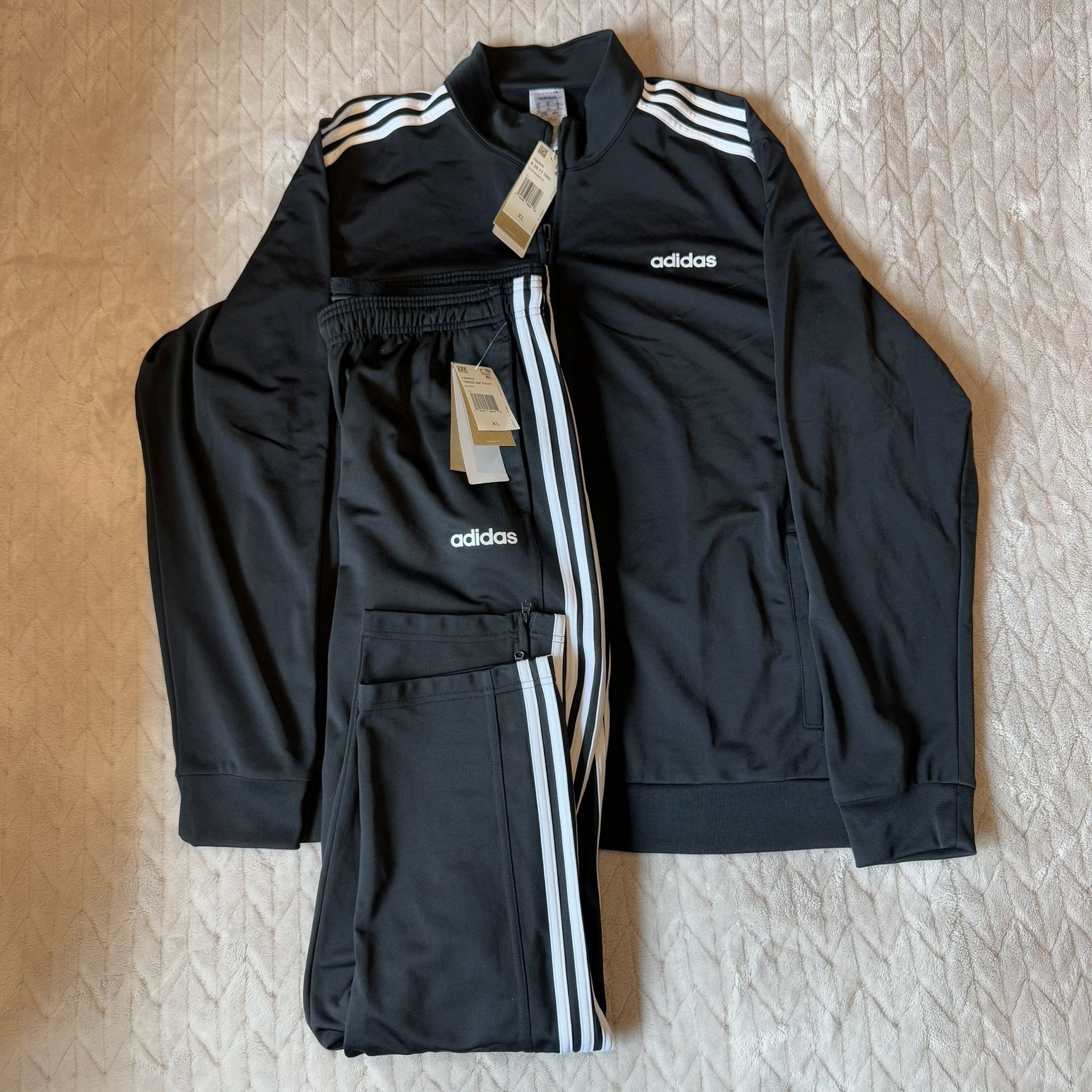 Adidas Basic 3 Stripes NWT Tricot Tracksuit Jacket & Pant Set Men’s Sz XL