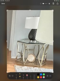 End Table Gold Living Room Decor Glass Brass