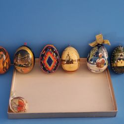 7 VINTAGE RUSSIAN EGGS HAND PAINTED SOLD TOGETHER 
