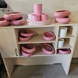 “Modern Pink Donut Bowl Planter – Glossy Ceramic Sculptural Centerpiece