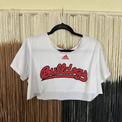 White and red Fresno State Bulldogs Adidas crop top; excellent condition, no stains or discoloration!