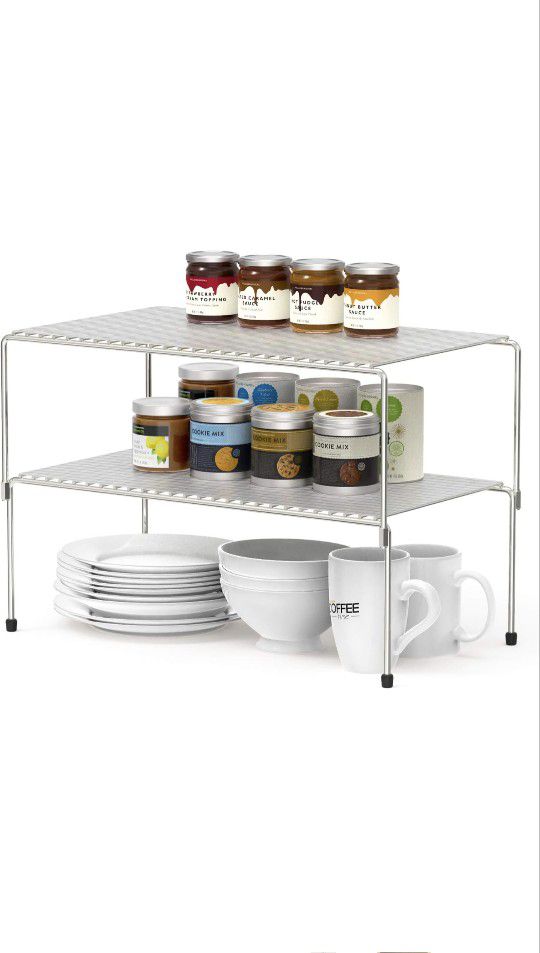 Set of 2 Kitchen Cabinet Organizer and Storage Shelves Stackable