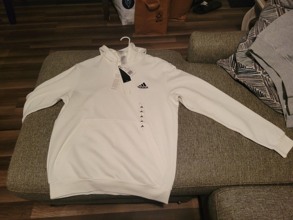 Large White Adidas Hoodie