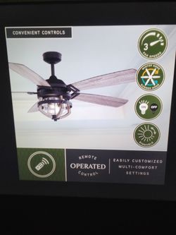 New Barnes 54" Indoor/ Outdoor Ceiling fan 5-blade, dimmable LED lights, 3-speeds reversible with remote