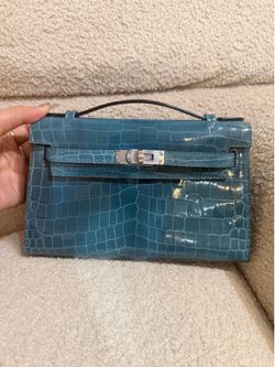Hermes shinny alligator Kelly pocketed