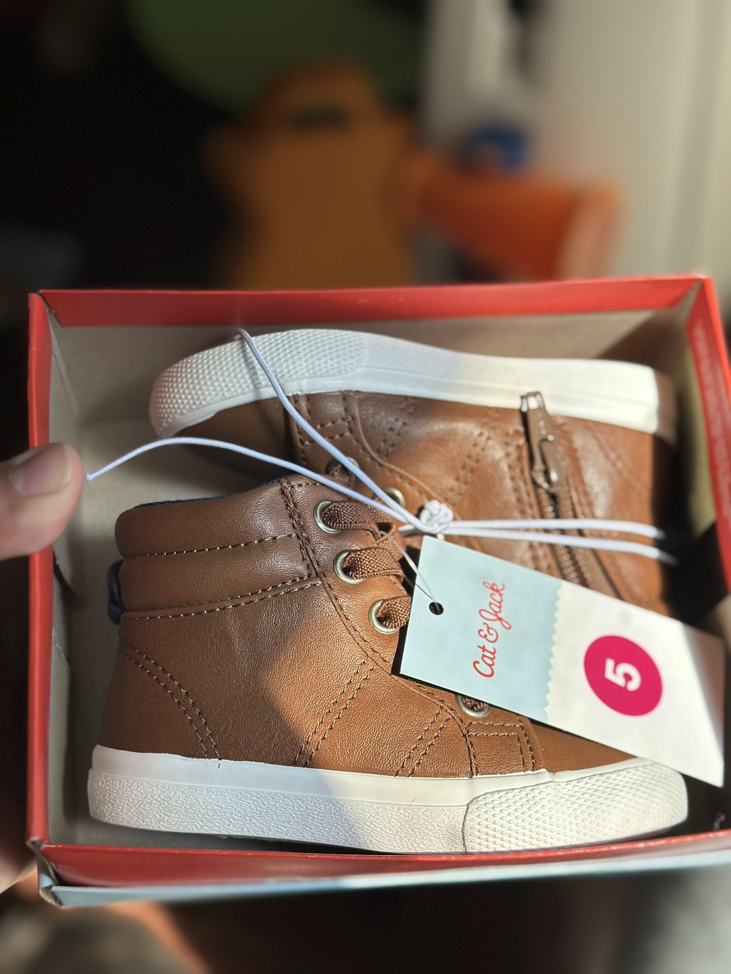 Size 5 Cat & Jack Brown Toddler High Tops Shoes