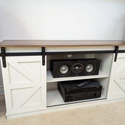 Almost-new barn-style TV stand up for grabs!