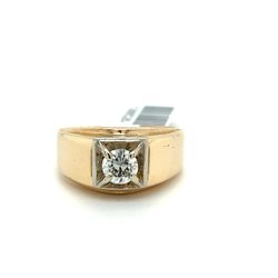 14kt Gold Mens Diamond Ring 1 Round .6ctw Size 10 9.70grams 136626 1