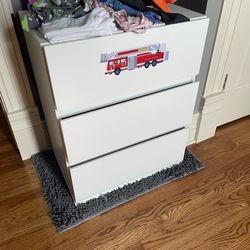 White Wood Dresser And White Wood Shelf (approx 3 Ft Tall)