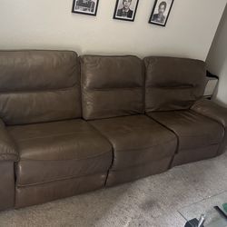 Dark Brown Leather Recliner Couch