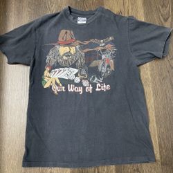 Vintage 80s Our Way of Life Biker T-shirt Harley Davidson L Newburgh New York