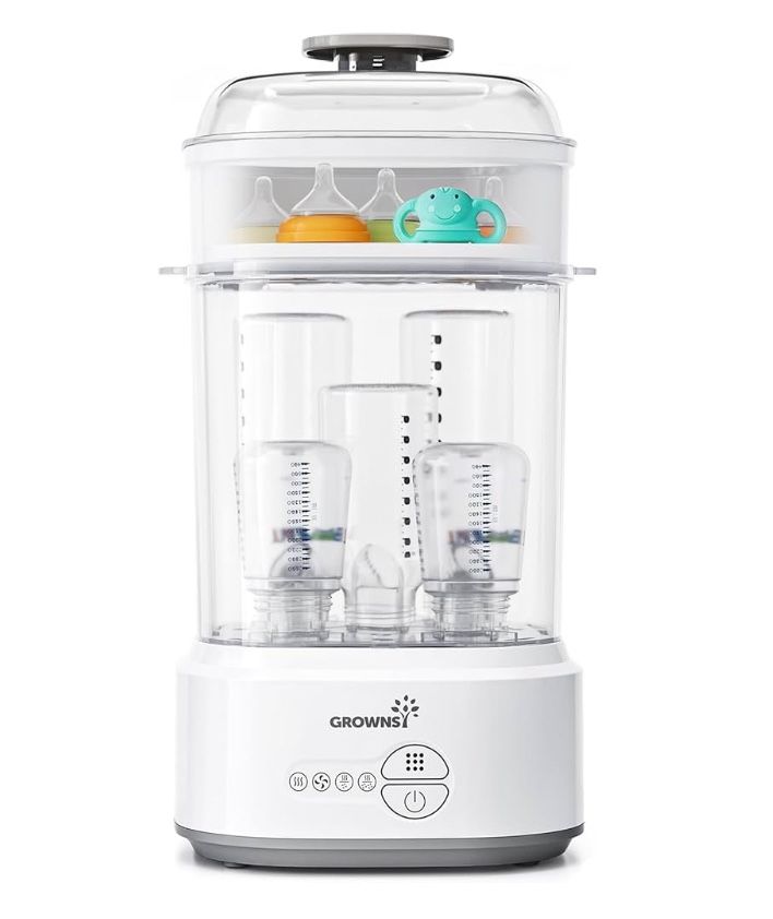  GROWNSY Bottle Sterilizer/Dryer NEW, Compact Electric Steam Baby Bottle Sterilizer (Esterilizador de Biberones), Bottle Sanitizer for Baby Bottles