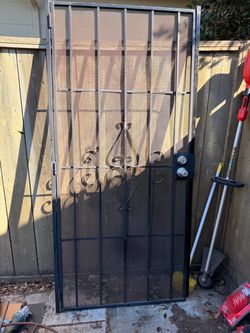 Metal Security Screen Door with Decorative Scrollwork