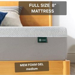 FULL SIZE 8" MATTRESS  MEMORY FOAM GEL  MEDIUM