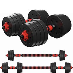 Tespon Adjustable Dumbbells Barbell 2 in 1 with Connector, Adjustable Dumbbell Barbell Sets,Lifting Dumbells for Body Workout Home Gym(2021 Upgrade,On