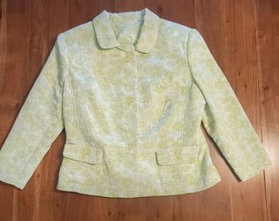 Women's Buttoned Blazer Green Flower