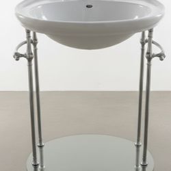 Glass Vanity with steel frame