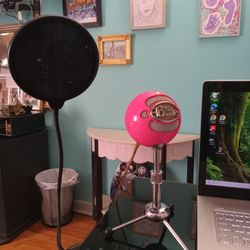 Blue Microphone. Color Pink. USB cord. Guard included See Pics