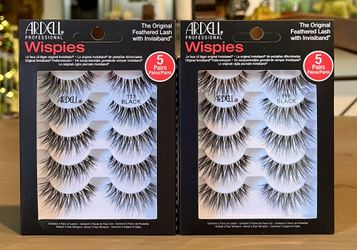 2 Boxes Ardel Professional Wispies 113 Feathered Black Lashes W/invisiband 5 Pack