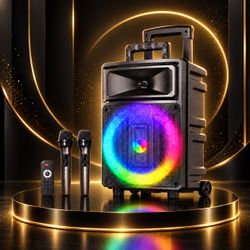 Karaoke speaker with 2 wireless microphone