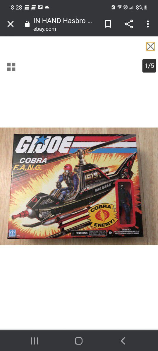 G.I.JOE 25th RETRO EXCLUSIVE: COBRA F.A.N.G. FANG COPTER with ENEMY PILOT