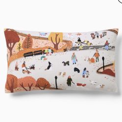 New & Beautiful! West Elm embroidered Fall dog park pillow cover.