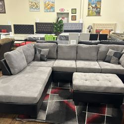 7 By 9 Big Size Grey Sectional Sofa Set 