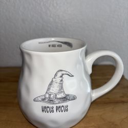 Hocus Pocus “No Basic Witch" dimpled white ceramic mug from The Artisan Collection by 10 Strawberry Street