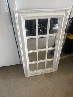 Title: Farmhouse Window Pane Mirror - Distressed White - $20